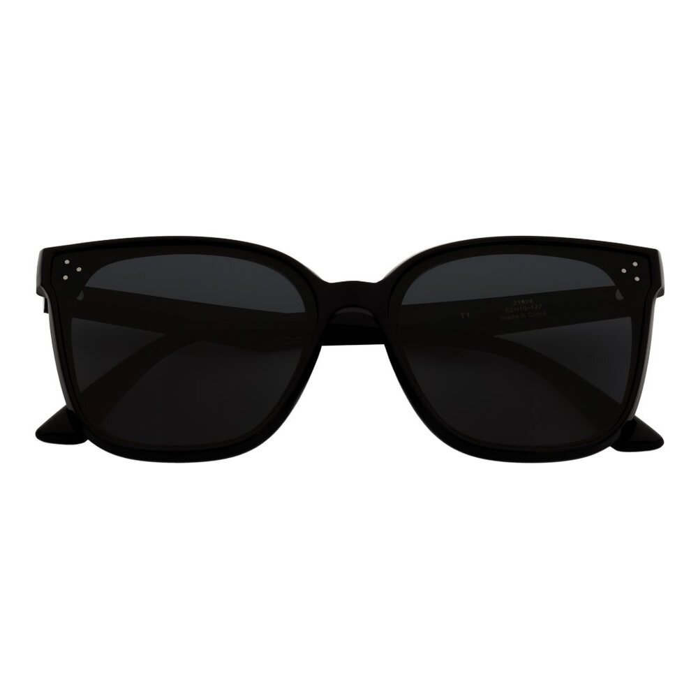 Polarized Womens Oversize 3 Pin Cat Eye Sunglasses Gloss Black Smoke Tint
